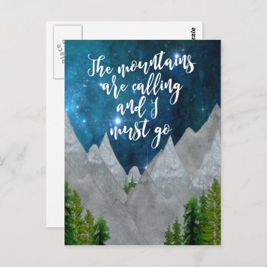 die Berge nennen die Typografie Postkarte (Vorne/Hinten)