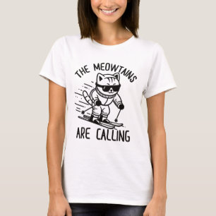 Die Berge nennen sich "Funny Skiing Cat Snow Ski L T-Shirt