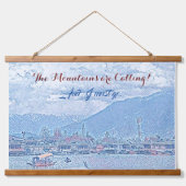 Die Berge nennen Vivid Blue Lake & Boat Wandteppich Mit Holzrahmen (Vorne)