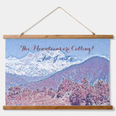 Die Berge nennen Vivid Blue Snow Clad Wandteppich Mit Holzrahmen (Vorne)