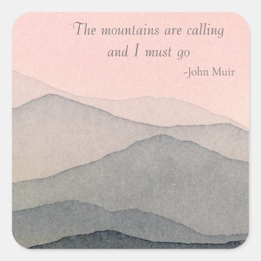 Die Berge nennen Wasserfarbe Quadratischer Aufkleber (Vorderseite)