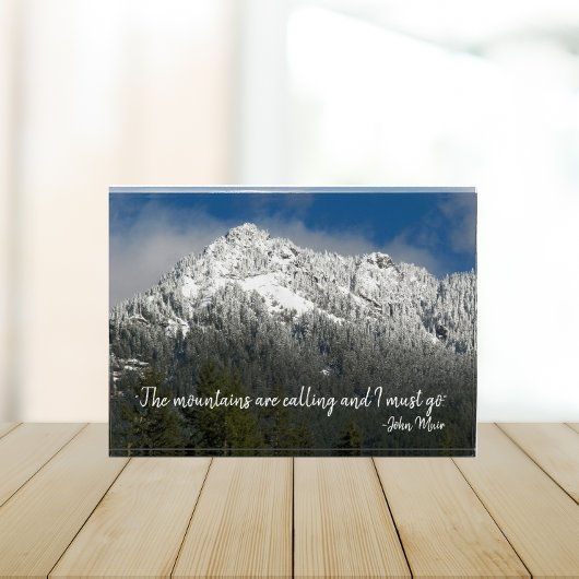 Die Berge nennen Zitat Snowy Mountains Fotoblock