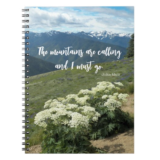 Die Berge nennen Zitate, Wiesen-Wildblumen Notizblock (Vorderseite)