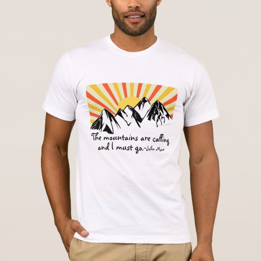 Die Berge rufen Retro-Sonnenaufgang T-Shirt (Vorderseite)