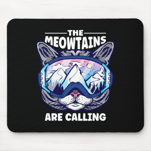 Die Berge rufen Snowboard-Schneeschuhe auf Mousepad (Vorne)