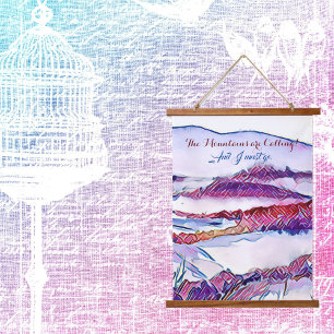 Die Berge rufen, und ich muss die Kunst der Mauer  Wandteppich Mit Holzrahmen