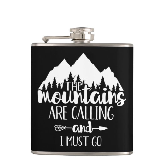 Die Berge rufen und ich muss gehen Flachmann (Vorderseite)