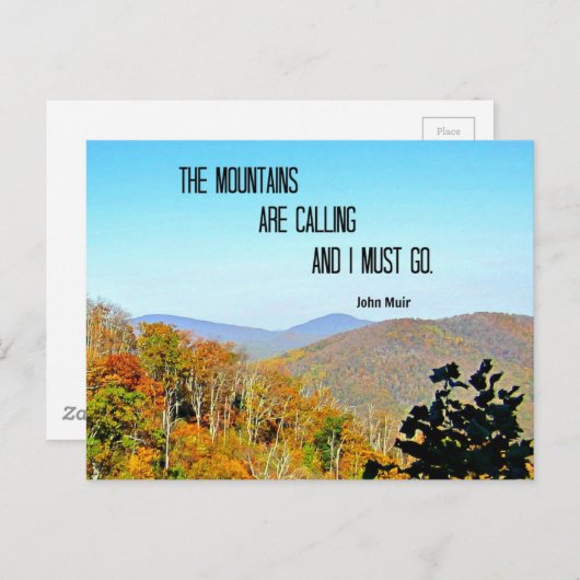 Die Berge rufen und ich muss gehen. Postkarte (Vorne/Hinten)