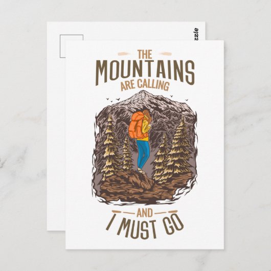 Die Berge rufen und ich muss wandern Postkarte (Vorne/Hinten)