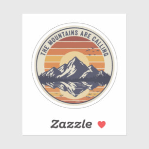 Die Berge rufen Vintage Retro Sonnenuntergang Aufkleber