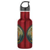 Die Berge rufen Vintage-Wanderabzeichen Edelstahlflasche (Vorderseite)