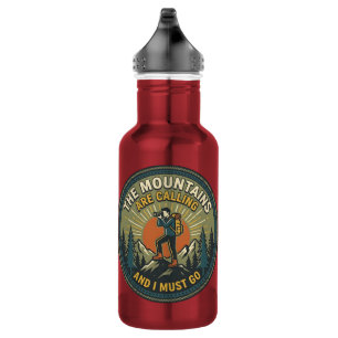 Die Berge rufen Vintage-Wanderabzeichen Edelstahlflasche