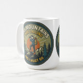 Die Berge rufen Vintage-Wanderabzeichen Kaffeetasse (Vorderseite Links)