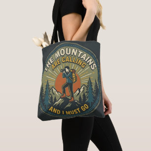 Die Berge rufen Vintage-Wanderabzeichen Tasche