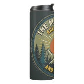 Die Berge rufen Vintage-Wanderabzeichen Thermosbecher (Nach links gedreht)
