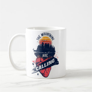 Die Berge rufen , Zitat aus dem Retro-Camping Kaffeetasse