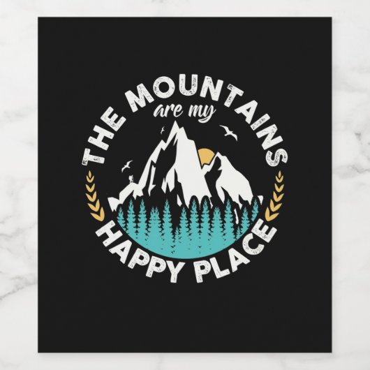 Die Berge sind mein glücklicher Ort Weinetikett (Einzelnes Label)