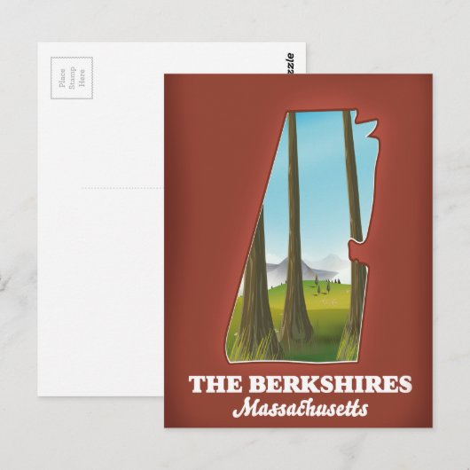 Die Berkshires Massachusetts-Karte Postkarte (Vorne/Hinten)