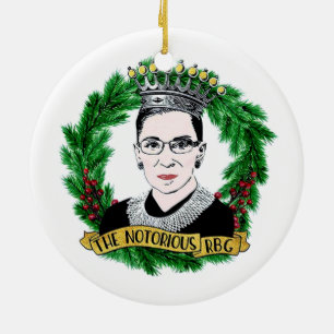 Die berüchtigte RBG Ruth Bader Ginsburg Weihnacht Keramik Ornament