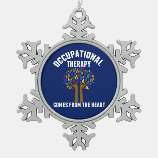 Die Berufstherapie kommt aus dem Herzen Schneeflocken Zinn-Ornament (Vorderseite)