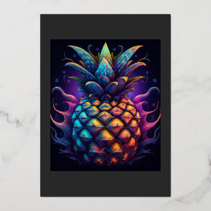 Die berühmte Mandelbrot-Ananas Folien Feiertagskarte