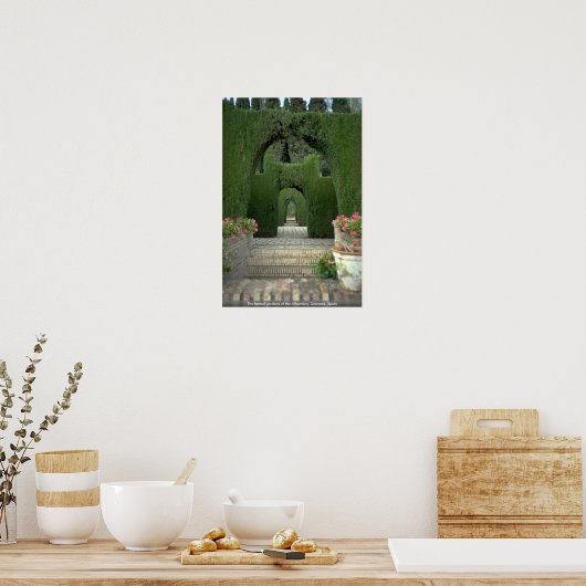 Die berühmten Gärten der Alhambra, Granada, Spanie Poster (Küche)