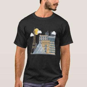Die berühmten Gebäude von Paris - der Eiffelturm T-Shirt