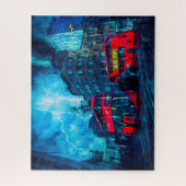 Die berühmten Red London Buses. Puzzle (Vertikal)