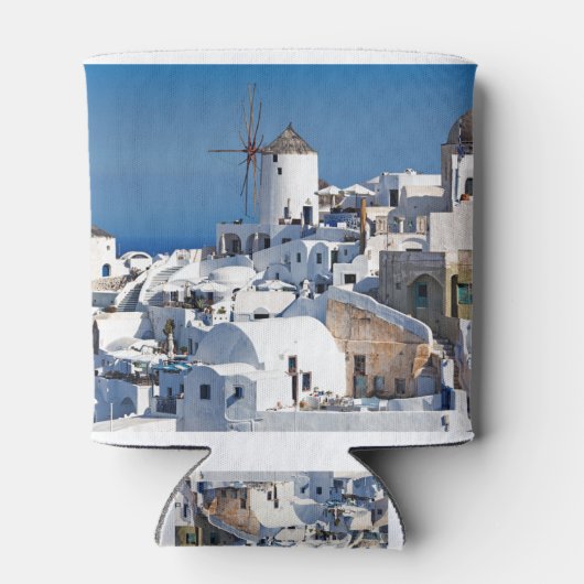 Die berühmten Windmühlen in Oia von Santorini, Gri Dosenkühler (Rückseite)