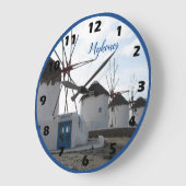 Die berühmten Windmühlen von Mykonos, Griechenland Große Wanduhr (Winkel)