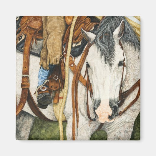 Die Bessere Hälfte - Western Pferd & Reiter Magnet (Vorne)