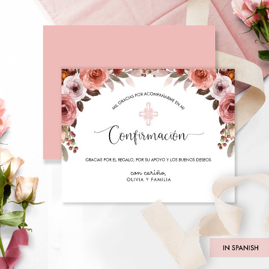 Die Bestätigung der Spanisch Pink Floral Girl Viel Dankeskarte