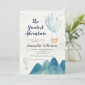 Die Beste Adventure Hot Air Ballon Babydusche Einladung (Stehend Vorderseite)