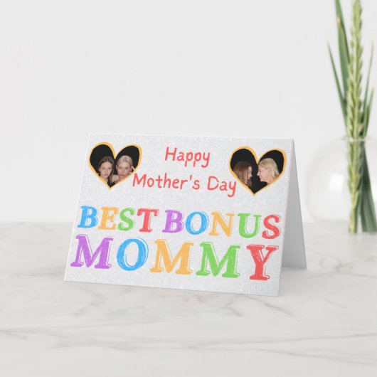 Die beste Bonus Mommy Custom Foto Mutter Day Card Dankeskarte (Vorderseite)