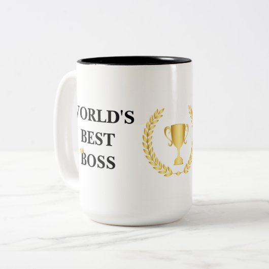 Die beste Boss-Tasse der Welt mit Crown and Trophy Zweifarbige Tasse (Vorderseite Links)