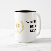 Die beste Boss-Tasse der Welt mit Crown and Trophy Zweifarbige Tasse (VorderseiteRechts)