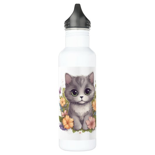 Die beste Cat-Mama der Welt Niedlich Gray Kitty Edelstahlflasche (Links)