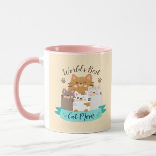 Die beste Cat-Mama der Welt - Niedliche Kätzchen Tasse (Mit Donut)