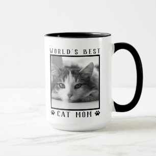 Die beste Cat Mama der Welt, Paw Prints Schwarz-we Tasse