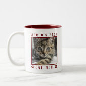 Die beste Cat Mama Drucke Pet Foto Burgund Zweifarbige Tasse (Links)