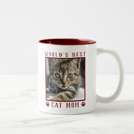 Die beste Cat Mama Drucke Pet Foto Burgund Zweifarbige Tasse