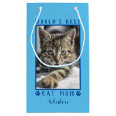 Die beste Cat Mama Prints Pet Foto Blue Kleine Geschenktüte (Rückseite)