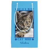 Die beste Cat Mama Prints Pet Foto Blue Kleine Geschenktüte (Vorderseite)