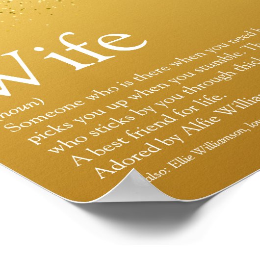 Die beste Ehefrau der Welt Definition Gold Glitzer Poster (Ecke)
