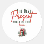 Die beste Gegenwart unter der Baumstruktur, anpass Runder Aufkleber (Vorderseite)