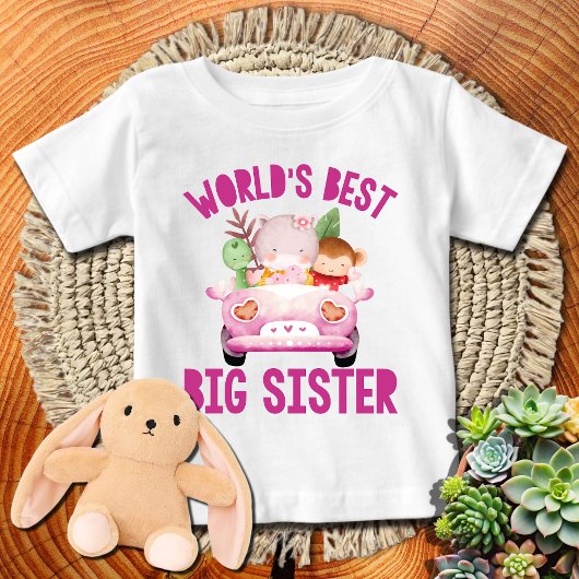 Die beste große Schwester der Welt | Rosa Affe + H Baby T-shirt