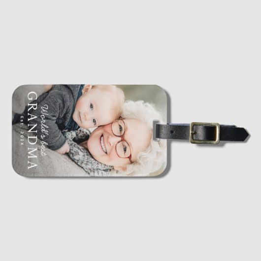 Die beste Großmutter der Welt im Foto des vergange Gepäckanhänger (Vorderseite (Horizontal))