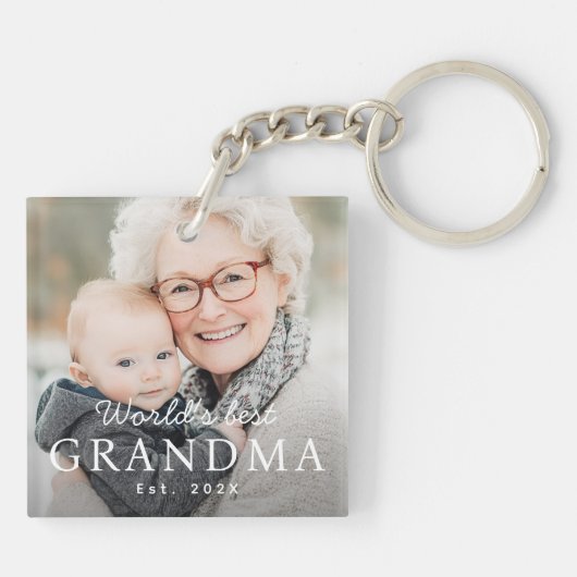 Die beste Großmutter der Welt im Foto des vergange Schlüsselanhänger (Rückseite)