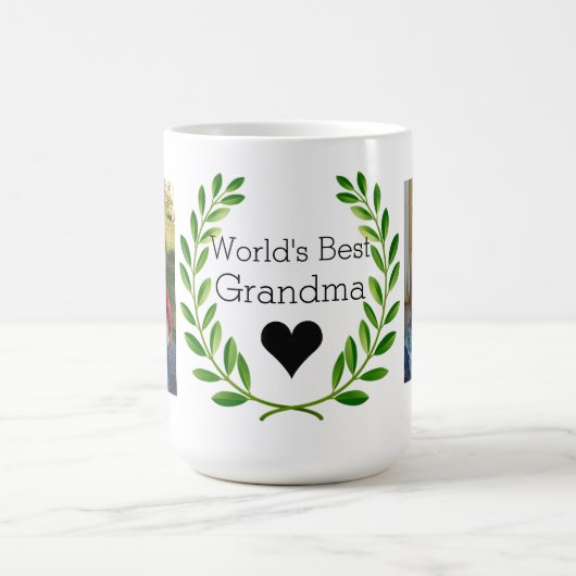 Die beste Großmutter der Welt mit zwei Fotos Kaffeetasse (Mittel)
