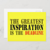 DIE BESTE INSPIRATION IST DIE FRIST DER FRIST. POSTKARTE (Vorne/Hinten)